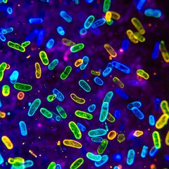 Colorful microscopic bacteria