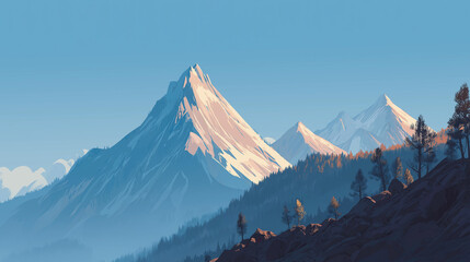 generic mountain landscape, daylight, clear sky, stock style