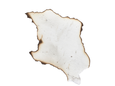 Distressed parchment edge with charred texture for vintage design elements, creating authentic antique effects and adding unique character