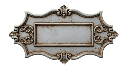 Ornate vintage decorative plaque isolated on transparent background