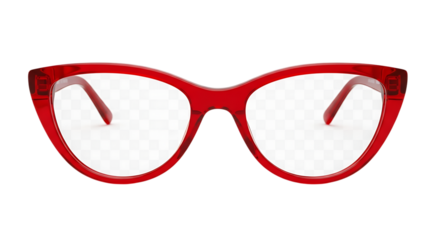 Stylish red cat eye eyeglasses isolated on transparent background