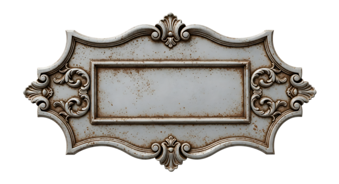 Ornate vintage decorative plaque isolated on transparent background