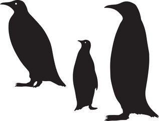 Naklejka premium Silhouette Penguins Family Illustration Wildlife Scene