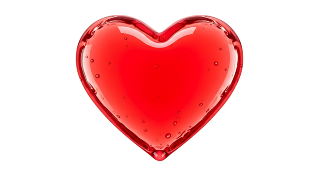 A shiny red glass heart shape isolated on transparent background for valentines day - Powered by Adobe