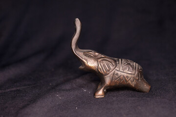 Handcrafted Brass Elephant Figurine with Trunk Up ,Vintage Decorative Sculpture