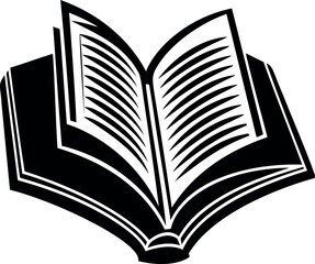 Simple black and white open book icon graphic design vector element