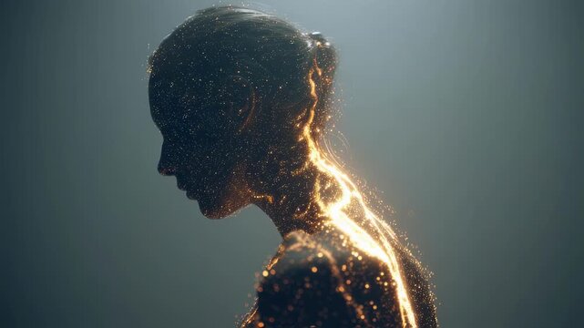 Medium shot showcasing a human contour glowing with sensory nodes linked by a shimmering sixth sense beam representing the fusion of physical and extrasensory perception in a