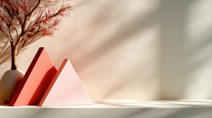 This image features a beautifully arranged composition of geometric shapes, emphasizing warm tones and minimalist aesthetics for a contemporary design feel.