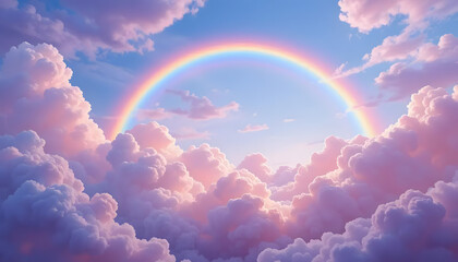Rainbow sky clouds dreamy pastel aesthetic wallpaper background hd desktop