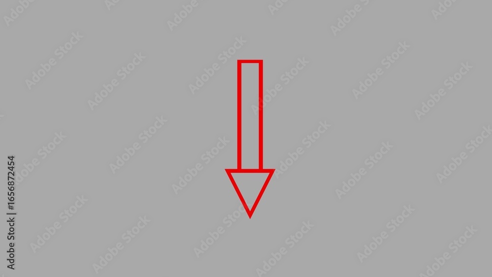 Poster simple red arrow pointing downward against a plain gray background with subtle texture