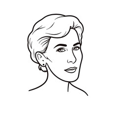 Line art illustration of a young woman with stylish haircut  