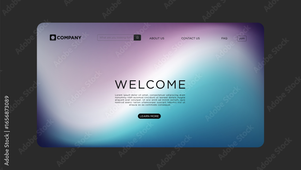 Aufkleber modern website design template with welcome message and vibrant gradient background for a fresh feel