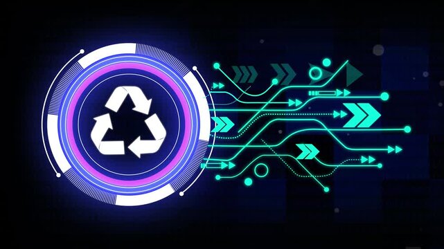 Recycle arrows symbols pattern animation. animated recycle logo in whiteboard style, ideal for representing green economy and recycling concepts.