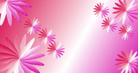 Abstract pink flower petals gradient background with soft floral designs