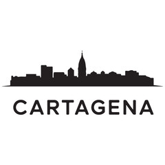 Fototapeta premium Cartagena skyline silhouette. Black Cartagena city. Vector black silhouette. with white background
