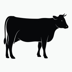 Cow Silhouette Vector Black Minimalist Farm Animal Icon Design