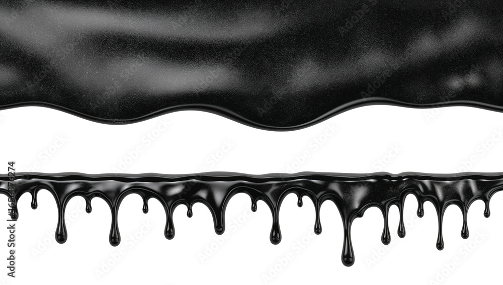 Aufkleber glossy obsidian abstract drip surface with flowing curves, smooth texture background