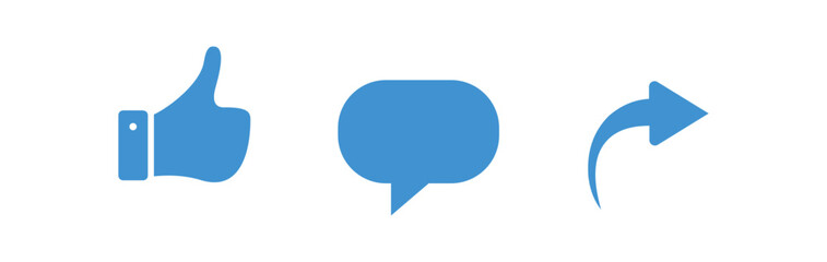 Like, comment, and share icon in line design.