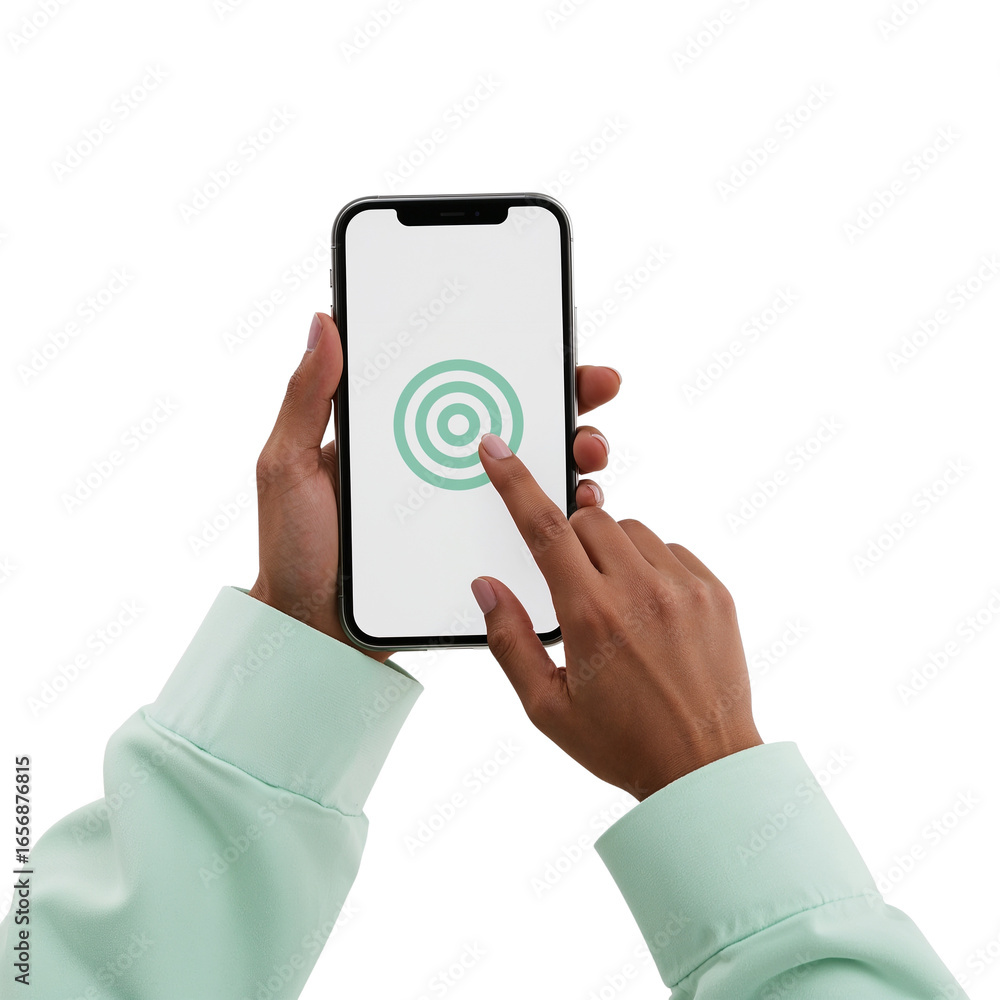 Poster Interactive Mobile Interface Displayed on a Handheld Device with Circular Target Sign
