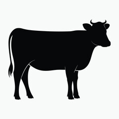 Cow Silhouette Vector Black Minimalist Farm Animal Icon Design
