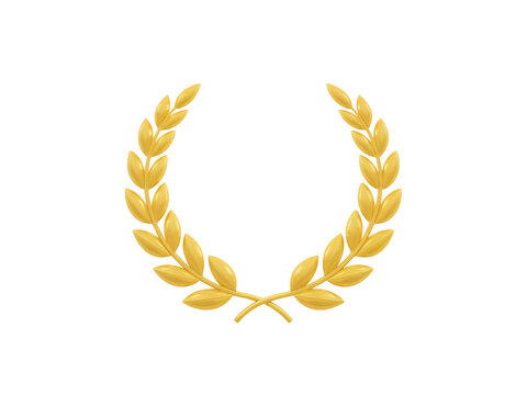 Golden laurel wreath emblem symbolizing victory, achievement, and timeless recognition on