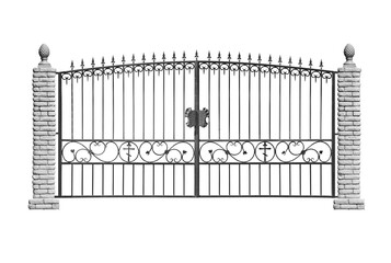 Wide forged gates with columns .  B.