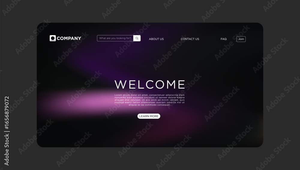Poster clean modern website design template for business landing page with welcome message and search bar