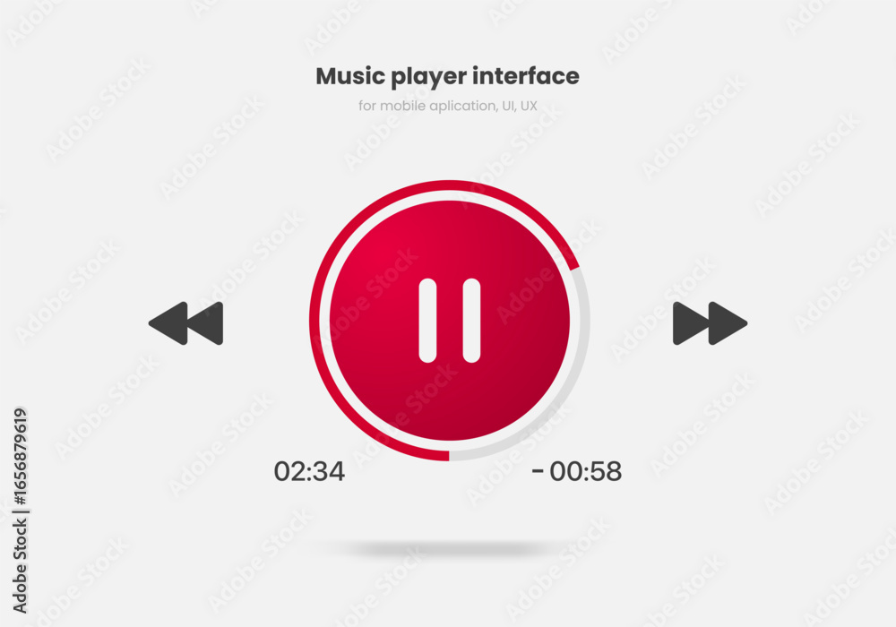 Aufkleber media music player interface isolated on white background. multimedia frame template. mockup live st