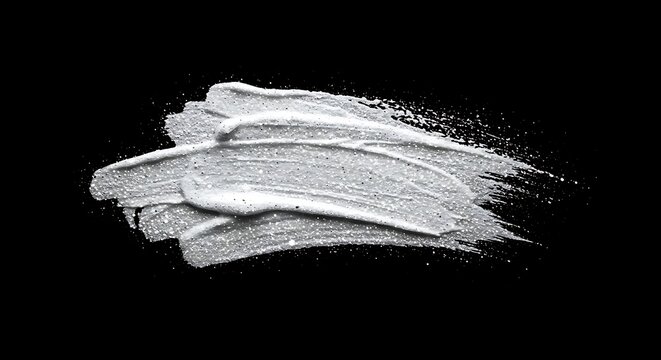 White Cream Brush Stroke on Black Background Artistic Texture Minimalist Design