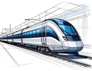 Fototapeta premium Modern high-speed train illustration
