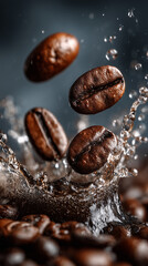 Black coffee seed dropping to the hot coffee.