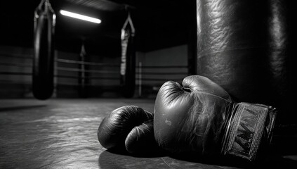 Boxing gloves on a gym floor (1)
