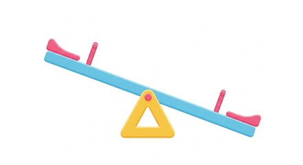 A simple illustration of a blue and yellow seesaw on a white background space