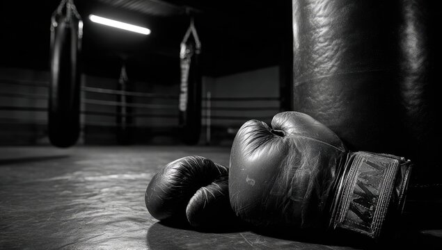 Boxing gloves on a gym floor (1) - Powered by Adobe