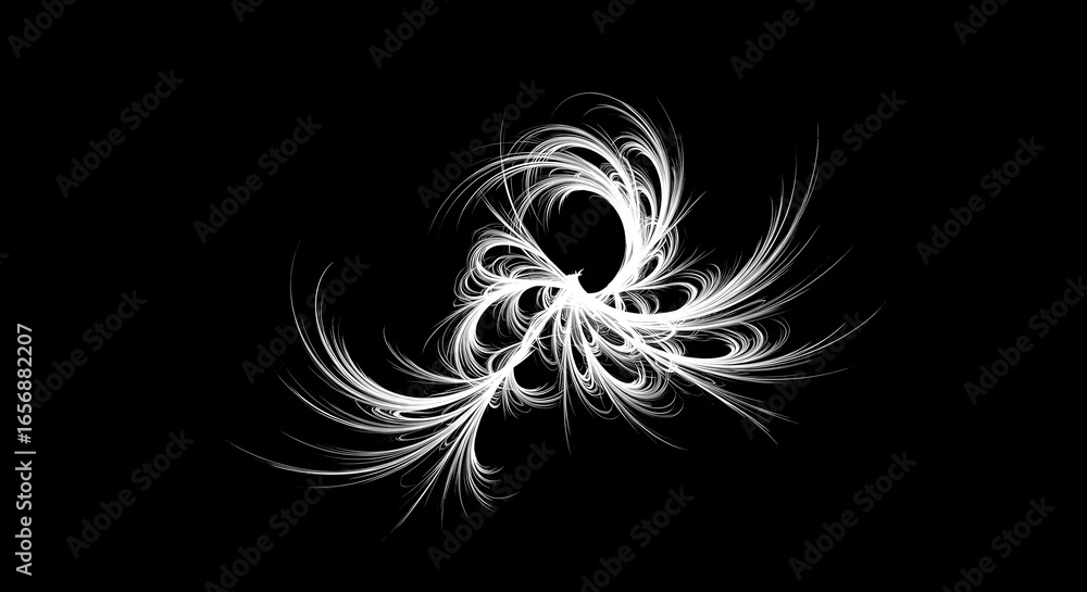Poster abstract white fractal pattern on black background artistic digital design