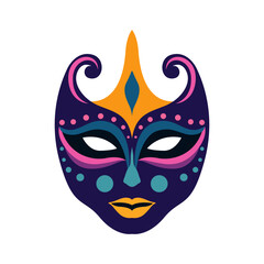 Vibrant decorative mask with intricate patterns and colorful accents for festivals or cultural celebrations