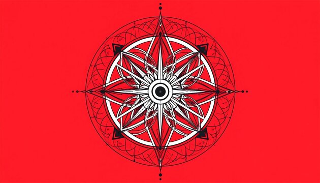 Abstract mandala design on red background - Powered by Adobe