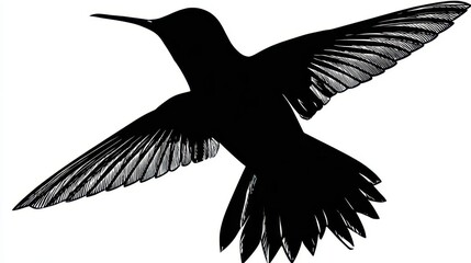 Fototapeta premium Silhouette of a hummingbird in flight.