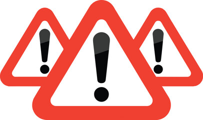Three red triangle warning signs with exclamation points indicating potential hazards or dangers ahead