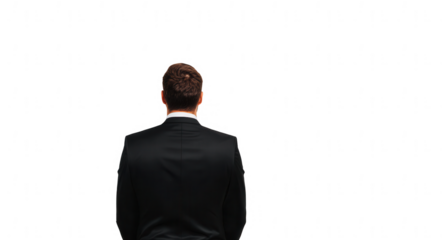 a businessman in a black suit from behind, jpeg, png, transparent