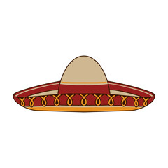 Traditional Mexican Sombrero hat with decorative band and festive ribbon details
