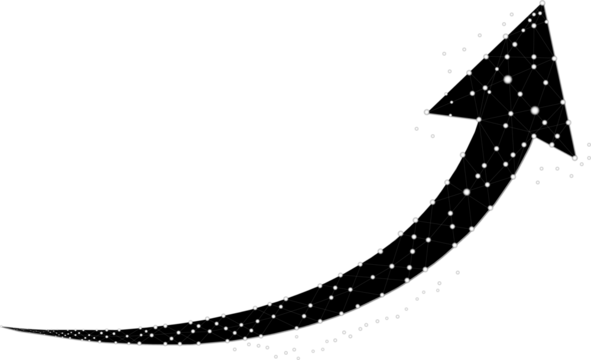 A curved arrow icon with a black and white line and white dots on a white background. Flat style. An arrow icon for your website, logo, app, and UI design. The arrow indicates a direction symbol. 