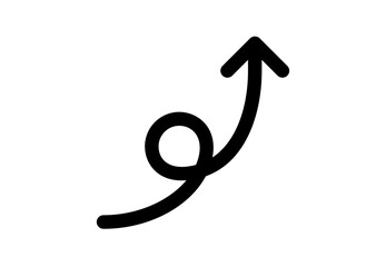 Curved rising arrow pointing up and right, symbolizing growth, success, and upward trend. Great for...