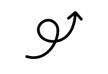 Curved loop upward arrow icon representing cycle, process, or refresh. Useful for infographics,...