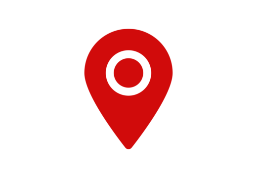 Red map location pin with circular center. Perfect for navigation, GPS, map markers, and travel or delivery apps