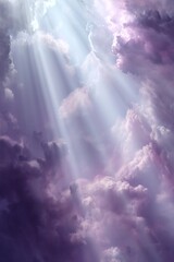 Fototapeta premium Radiant light rays piercing through dramatic clouds