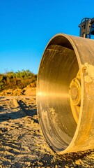 Construction roller on sandy ground