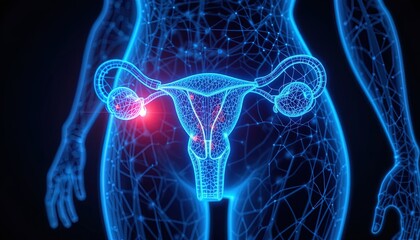 Detailed anatomical illustration of the female reproductive system, highlighting a potential site of pathology.