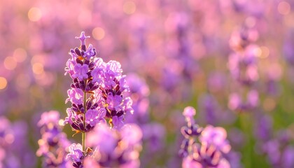 Fototapeta premium Lavender field bathed in golden light