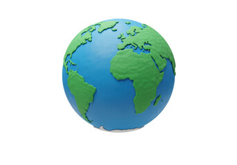 A stylized 3d globe showing continents and oceans, isolated on transparent background